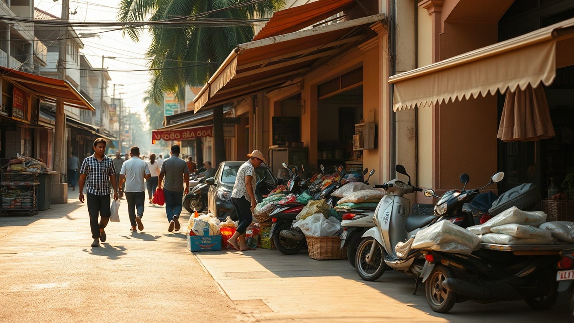 Hat Yai street market in warm morning light